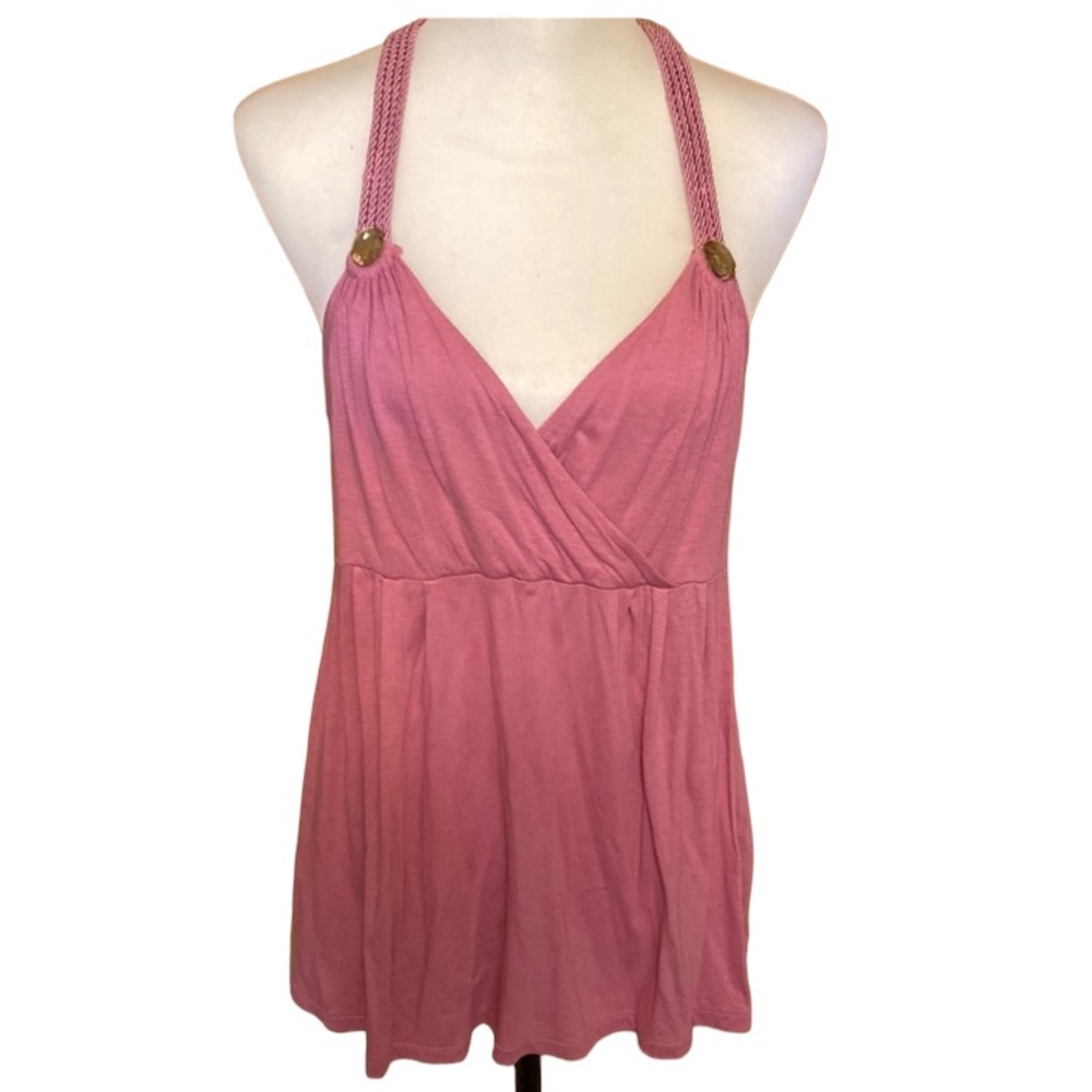 Nine West pink rope bejeweled halter top.